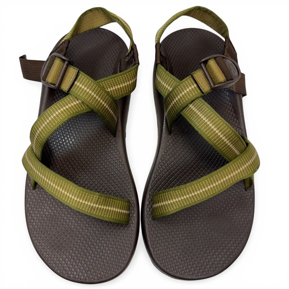 Chaco Z/1 Classic Mens Size 11 Sport Sandals Brown Olive Green Vibram Hiking - Picture 2 of 8
